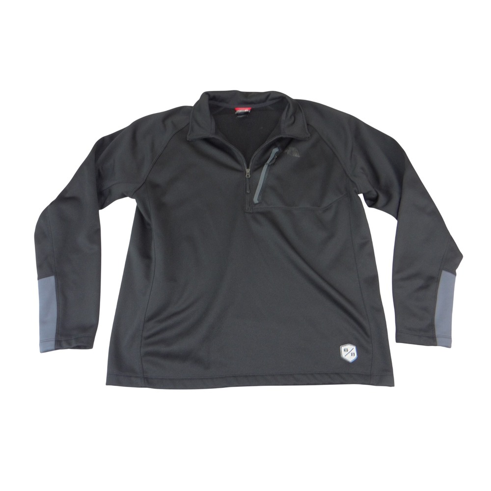 The North Face Mens XL Black Gray Tech Full Zip Fleece Jacket Mock Neck 3584